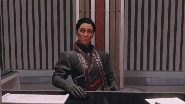 Starfield screenshot of Masako sitting at a desk