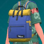 A screenshot of a navy Two-Way Nylon Backpack from Pokémon Scarlet and Violet: The Teal Mask.