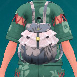 A screenshot of a floral patterned Frilly Backpack from Pokémon Scarlet and Violet: The Teal Mask.