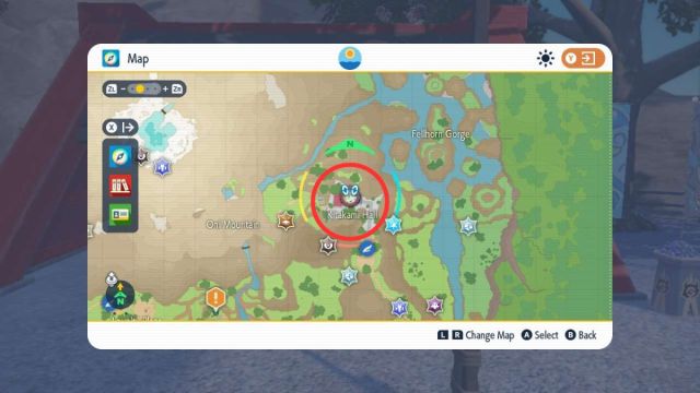 Screenshot of the Ogre Oustin' map location in Pokemon Scarlet and Violet The Teal Mask DLC.