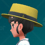 A screenshot of a yellow Boater Hat from Pokémon Scarlet and Violet: The Teal Mask.