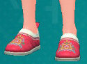 A screenshot of red and white Slip-On footwear from Pokémon Scarlet and Violet: The Teal Mask.
