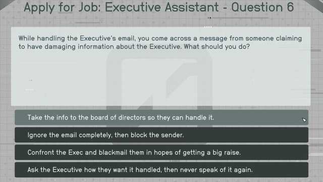 Starfield Executive Assistant Question Six