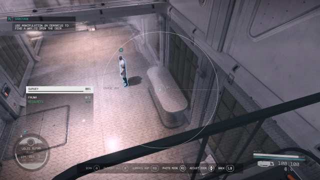 Starfield screenshot of the player's scanner targeting DeMarcus.