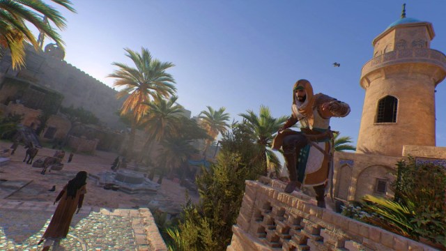 Basim jumping over a fence in Assassin's Creed Mirage