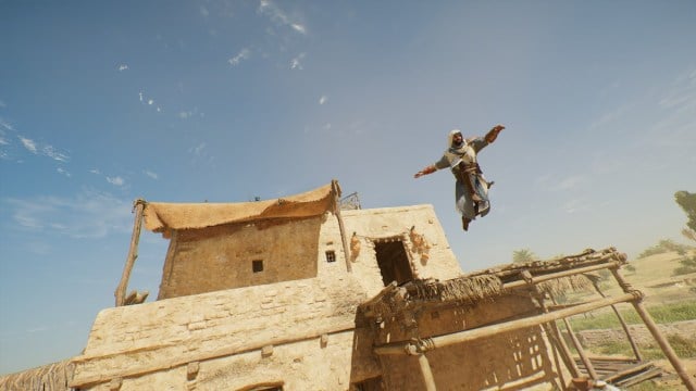 Basim jumping off of a building in Assassin's Creed Mirage