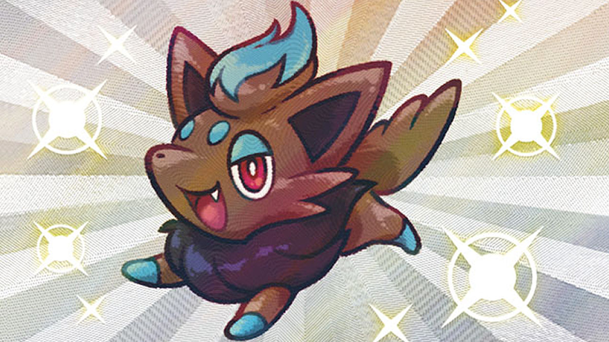 An illustration of shiny Zorua from the Pokémon TCG.