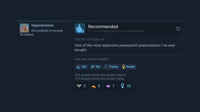 Positive review of Cities Skylines II on Steam