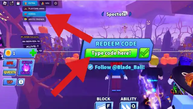 How to redeem codes in Blade Ball