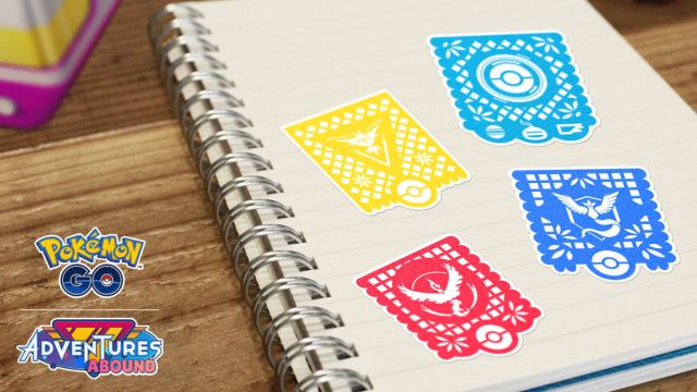 Image of Día de Muertos themed stickers in Pokémon GO.