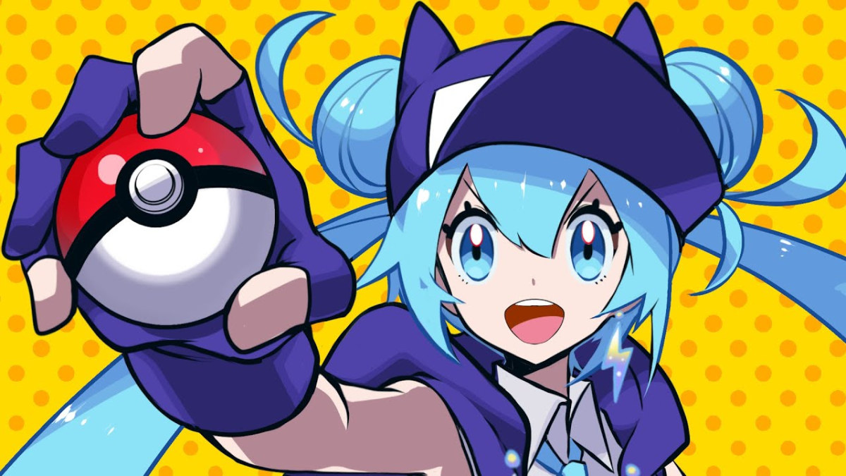 Official art of Hatsune Miku as a Pokémon Trainer.