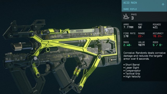 Starfield Acid Rain Unique Weapon Stats