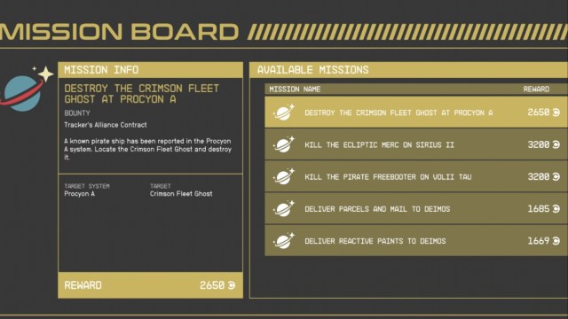 Starfield Mission Board Bounty List