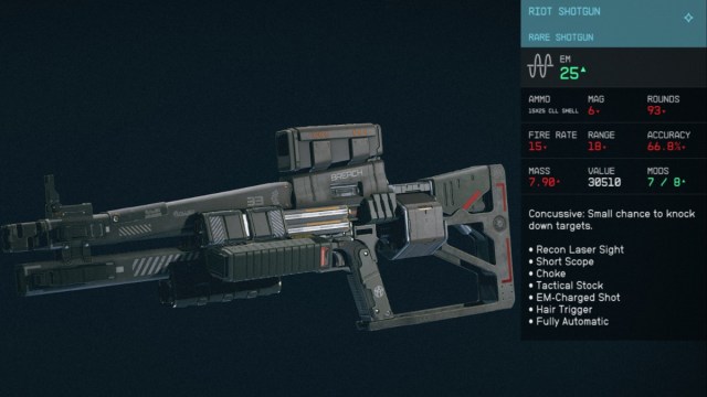 Starfield Riot Shotgun Stats