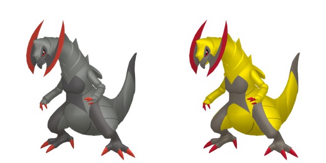 Official images of shiny and regular Haxorus.