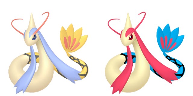 Official images of shiny and regular Milotic.