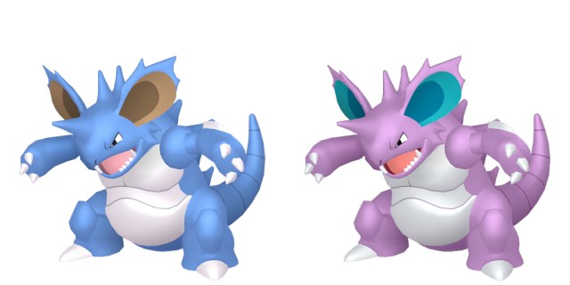 Official images of shiny and regular Nidoking.