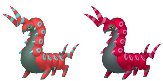 Official images of shiny and regular Scolipede.
