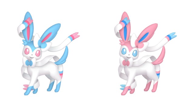 Official images of shiny and regular Sylveon.