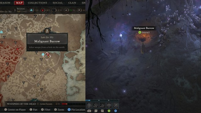 Diablo 4 Season 2 Malignant Burrow Location