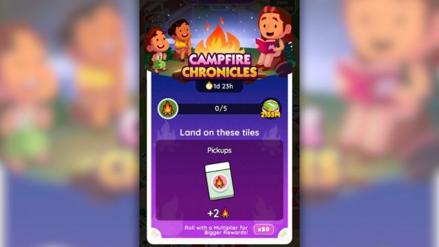 Screenshot of Campfire Chronicles event in Monopoly GO.