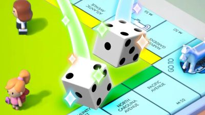 Image of dice in Monopoly GO.