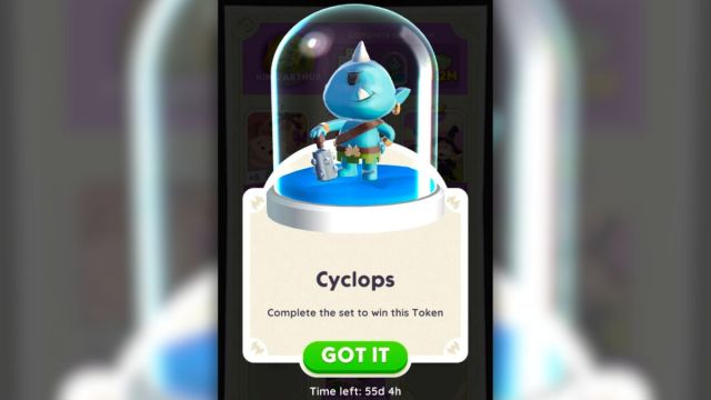 Screenshot of the Cyclops Token in Monopoly GO.