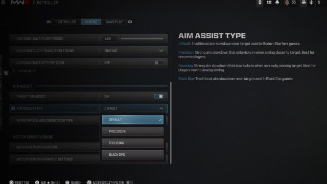 Aim Assist Type MW3