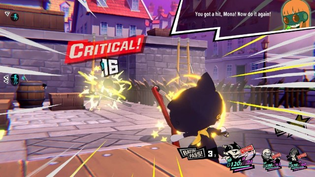 Mona attacking in Persona 5 Tactica