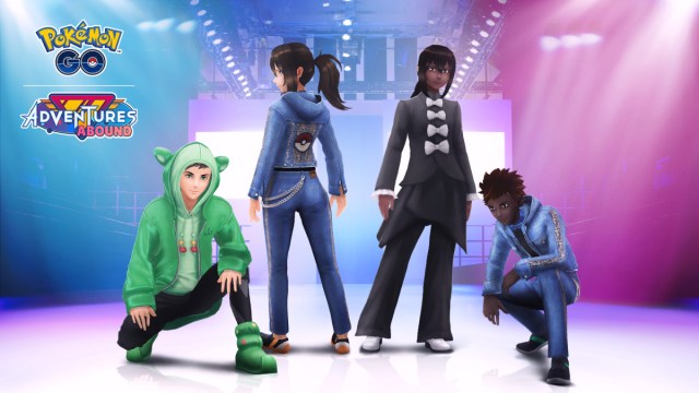 Pokémon GO image of Trainers wearing new avatar items during Fashion Week 2023.