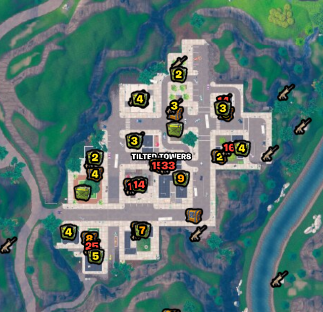 Fortnite Tilted Towers Loot Locations