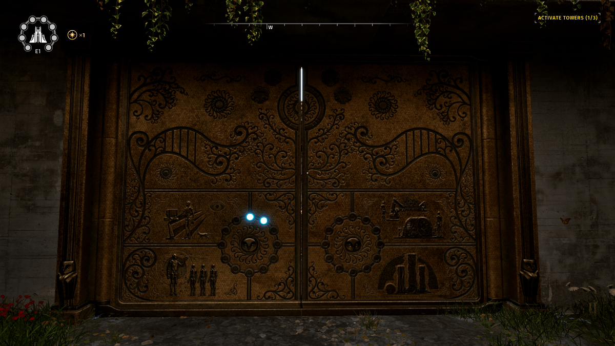 Image of the closed golden gates in The Talos Principle 2.
