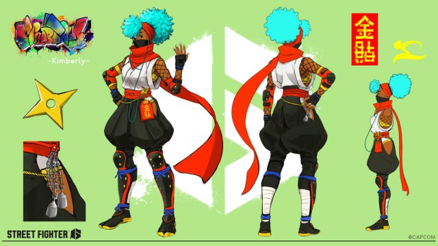 Concept art of Kimberly's Costume 3 in Street Fighter 6.