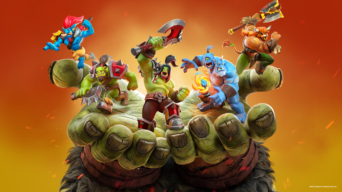 Image of Grommash and Horde Minis in Warcraft Rumble.