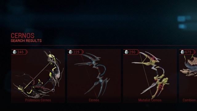 Warframe Cernos Bows