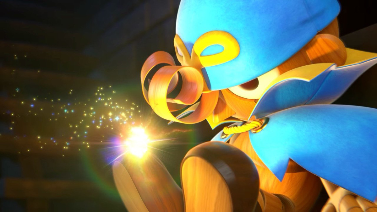 A Super Mario RPG screenshot of the star spirit entering the Geno doll’s body.