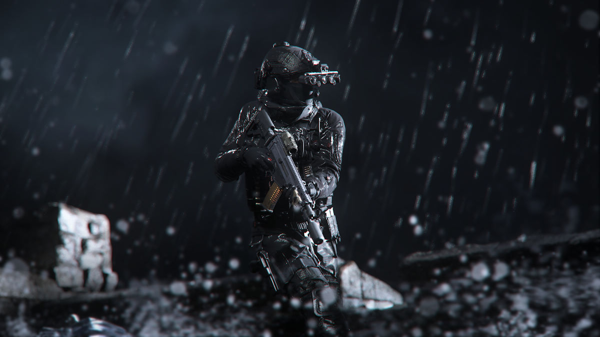 Modern Warfare 3 soldier in rain