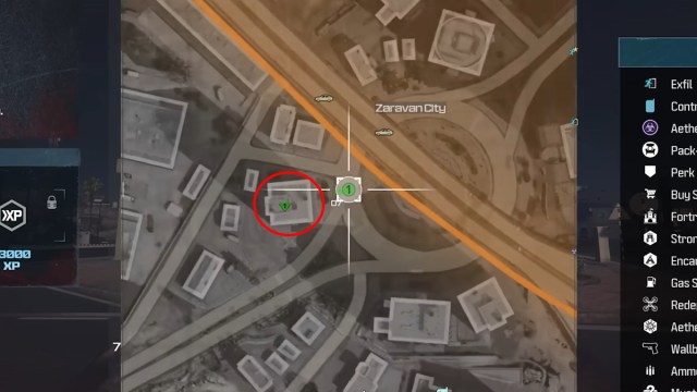 Screenshot of the location of Stamina-Up Easter Egg on the map.