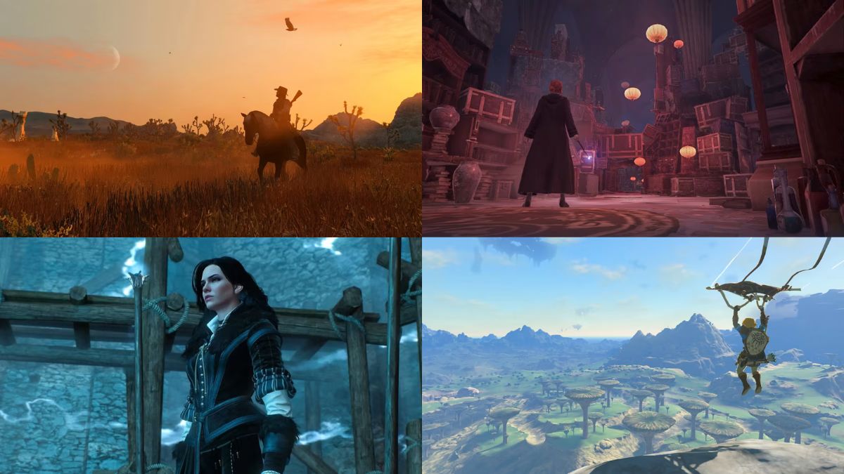 The Witcher 3, Hogwarts Legacy, Tears of the Kingdom, and Red Dead Redemption for the Nintendo Switch.
