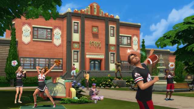 The Sims 4 soccer, football, and cheer afterschool activities