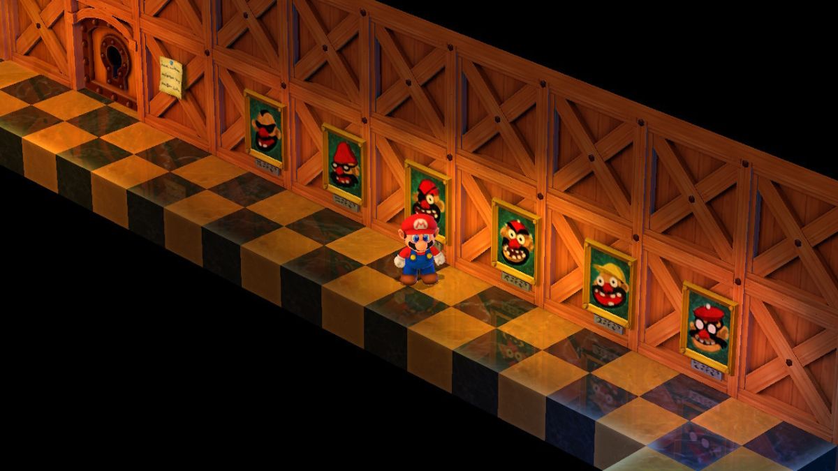 Screenshot of the Booster Family Portraits puzzle in Super Mario RPG.