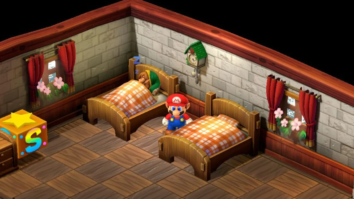 Screenshot of The Legend of Zelda Link cameo Easter Egg in Super Mario RPG.