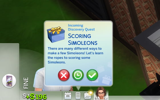 The Sims 4 Discovery Quest notification