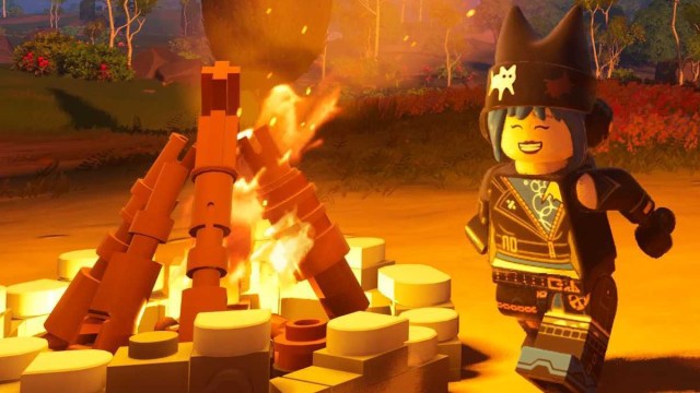 Hope dancing by a Campfire in LEGO Fortnite