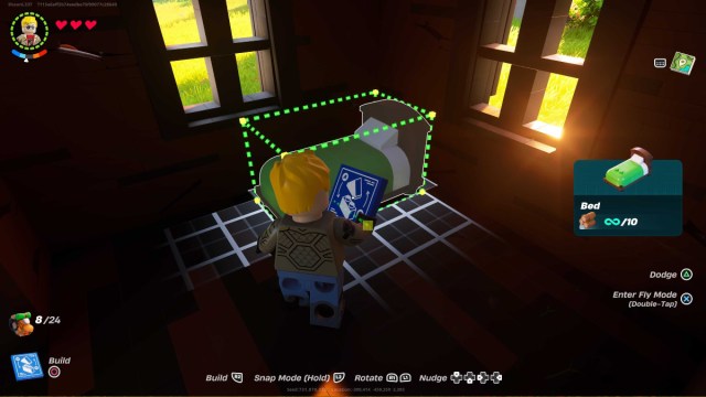 Building a bed in LEGO Fortnite