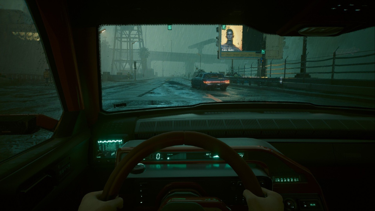 Cyberpunk 2077 Driver's Seat Point of View in Night City