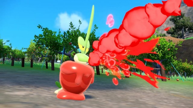 Dipplin using Syrup Bomb in Pokemon Scarlet and Violet's Teal Mask DLC