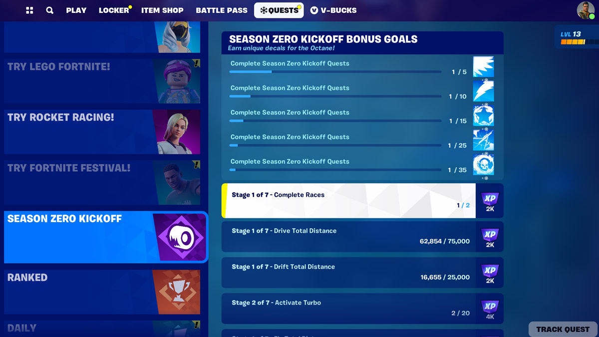 All Fortnite Rocket Racing Quests And Rewards   Twinfinite