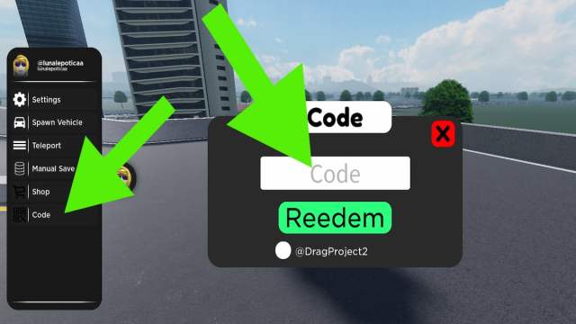 How to redeem codes in Drag Project