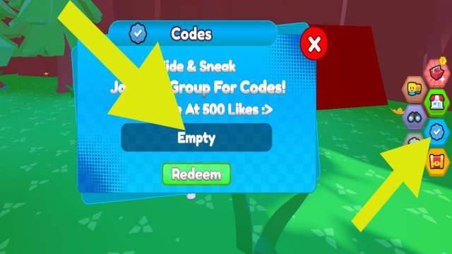 How to redeem codes in Hide & Sneak